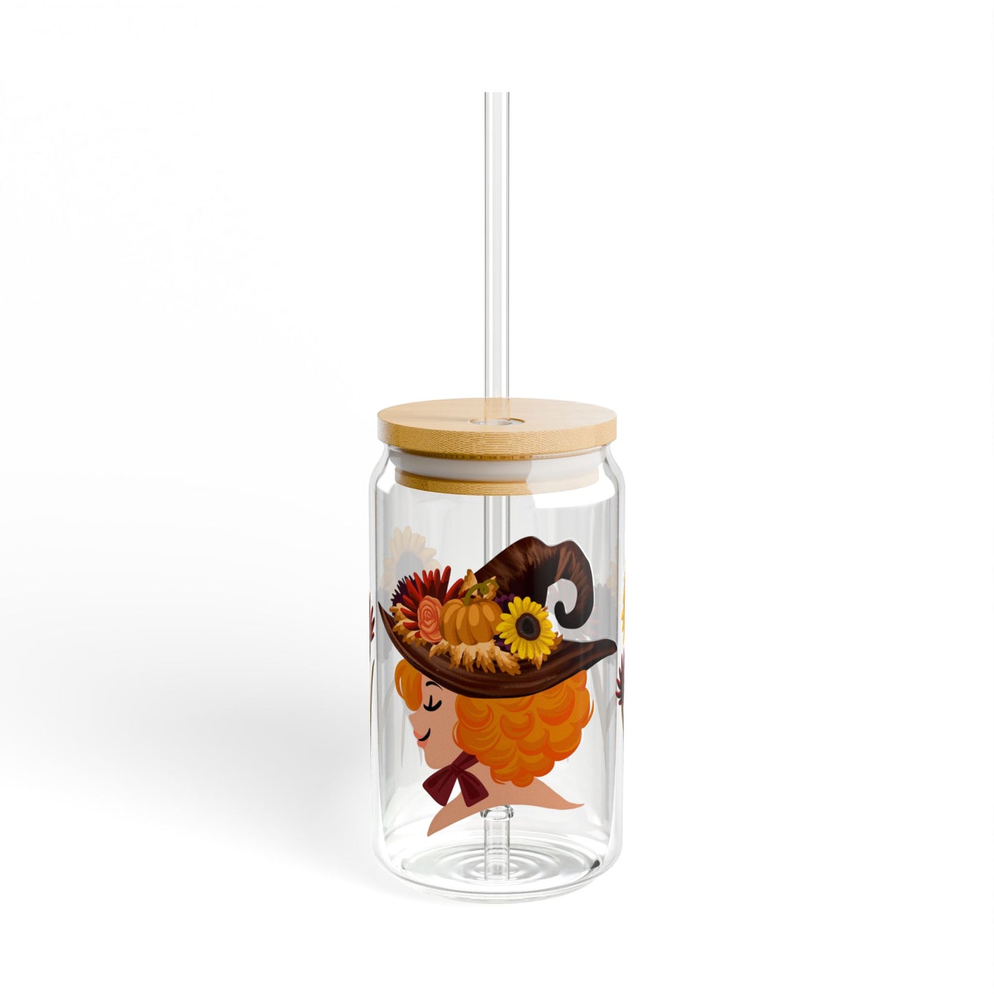 Fall Witch Glass Sipper — 16oz