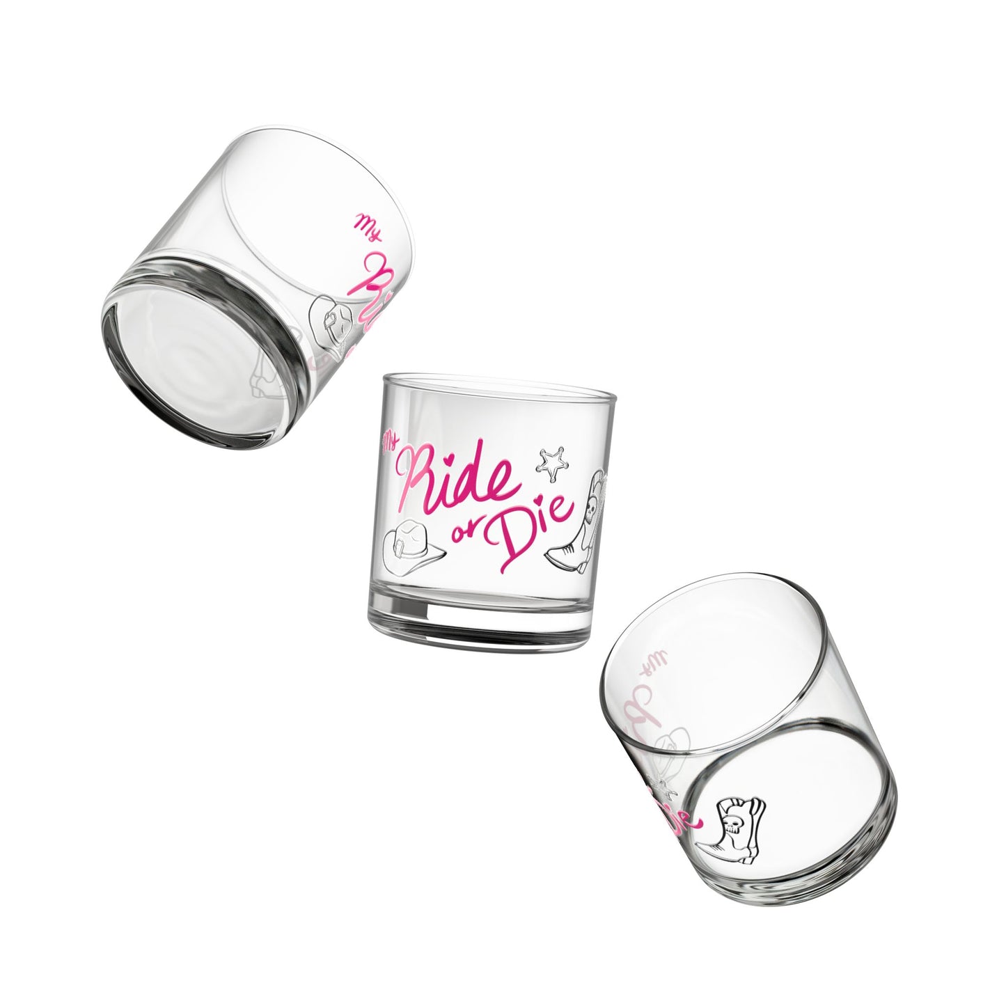 Cowboy Ride or Die Rocks Glass - 10oz Cocktail Tumbler