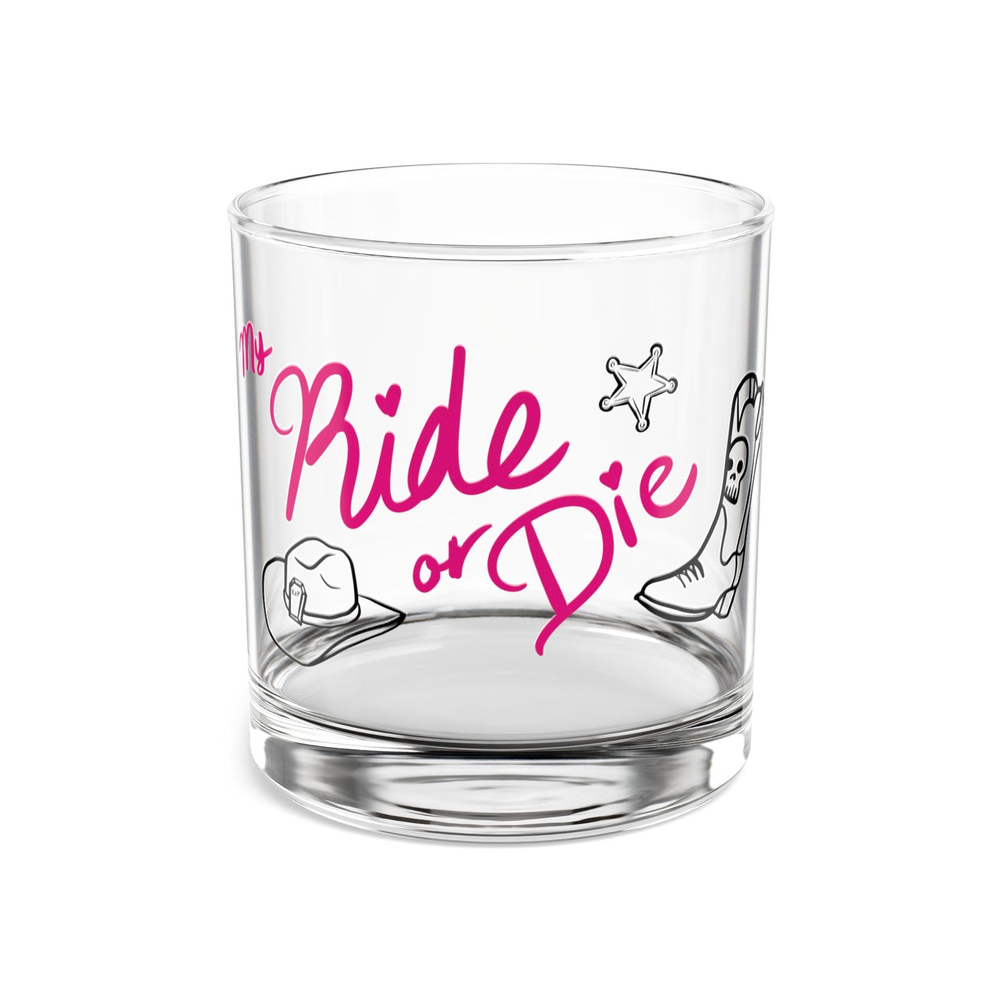 Cowboy Ride or Die Rocks Glass - 10oz Cocktail Tumbler