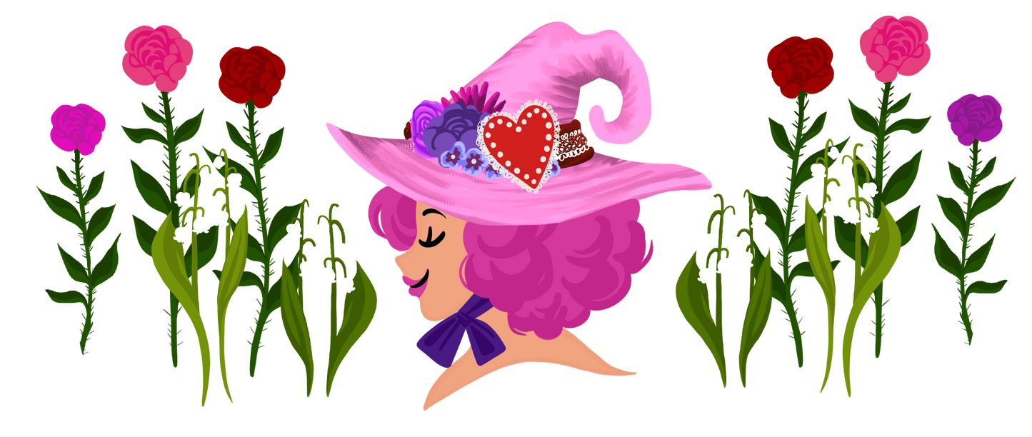 LOVE WITCH 16oz Glass Sipper Cup — Pink Witch with Roses Straw Tumbler