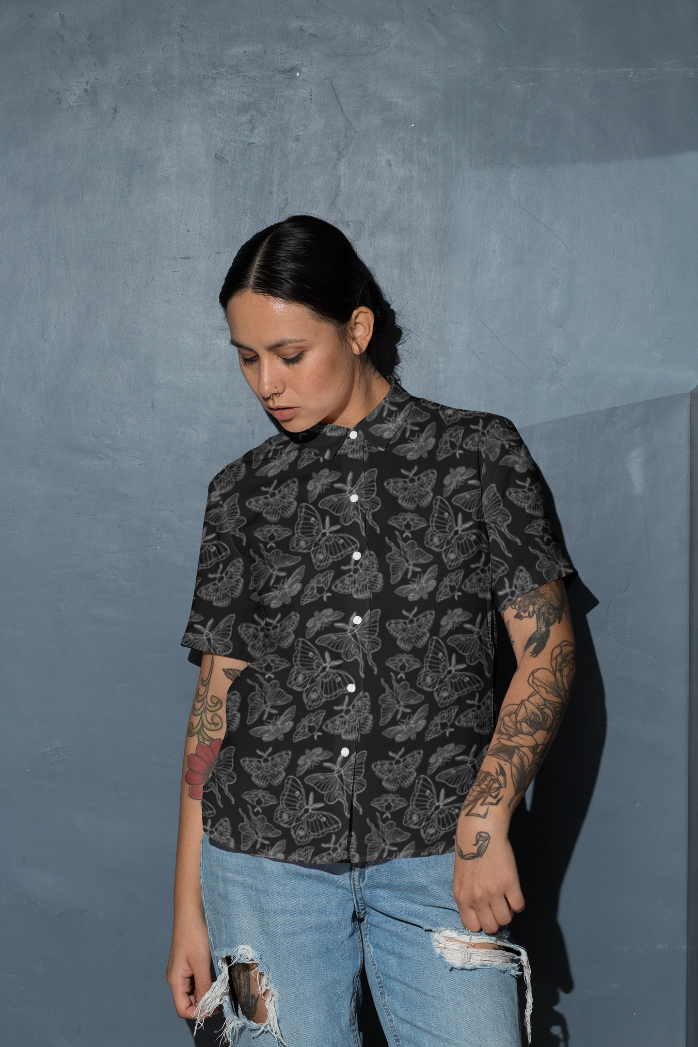 Lacrymosa Moth — Gothic Unisex Button-Up