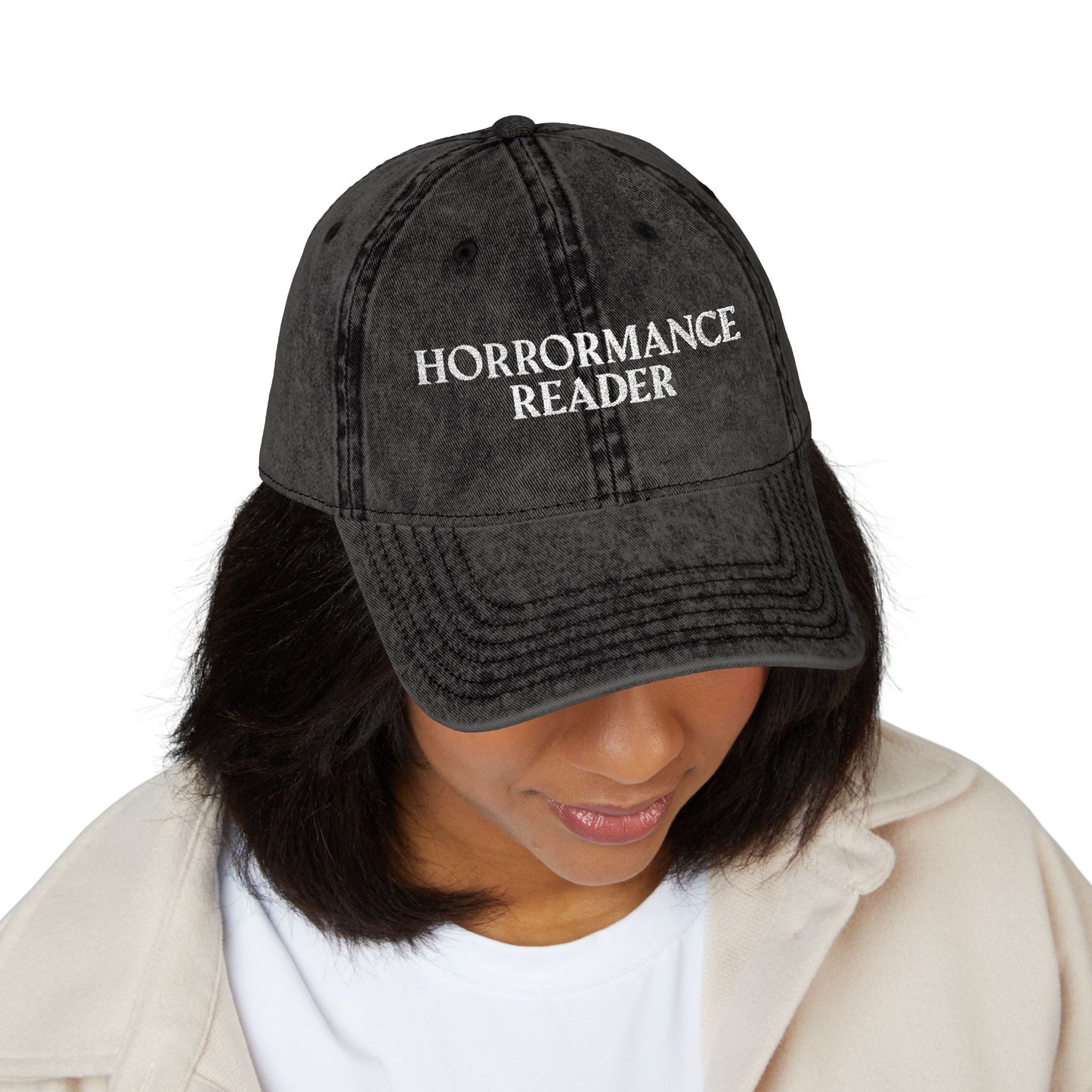 Embroidered Horror Romance Reader Vintage Cap