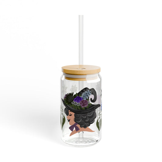 GOTH SPRING WITCH Sipper Glass, 16oz Eco-Friendly Drinkware