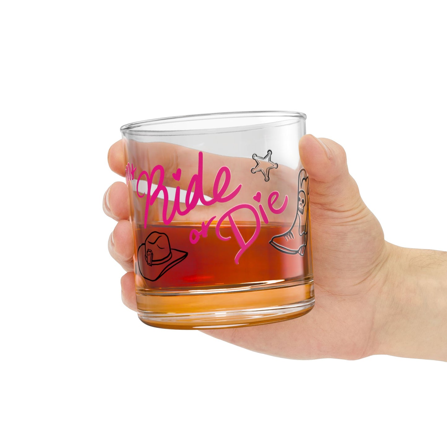 Cowboy Ride or Die Rocks Glass - 10oz Cocktail Tumbler
