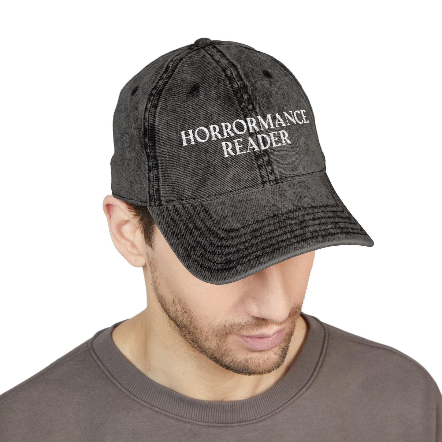 Embroidered Horror Romance Reader Vintage Cap