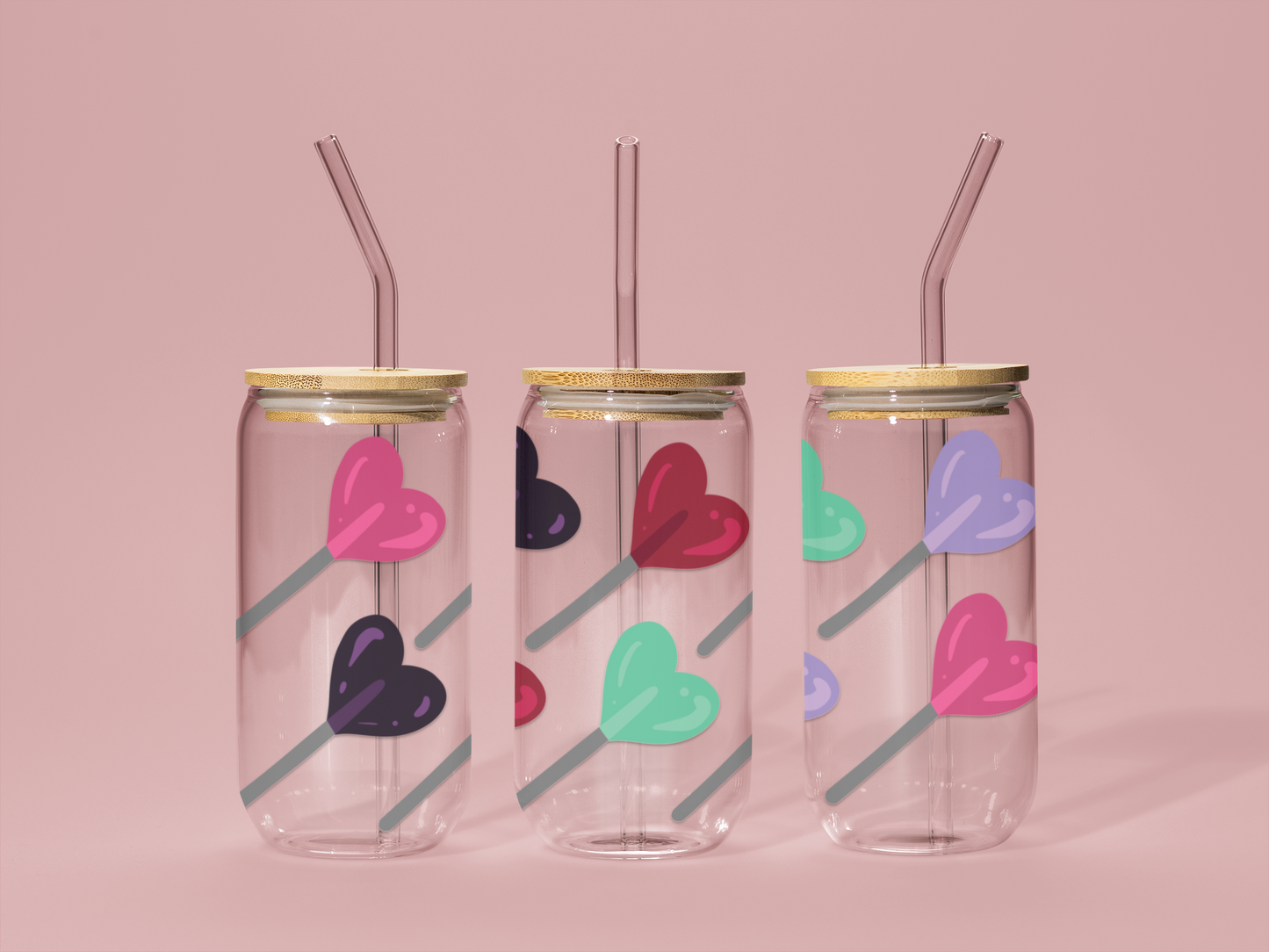 Lolly Polly Valentine's Day Multicolor Sipper Glass